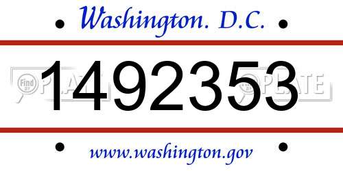 1492353 District Of Columbia License Plate