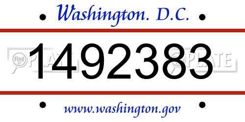 1492383 District Of Columbia License Plate