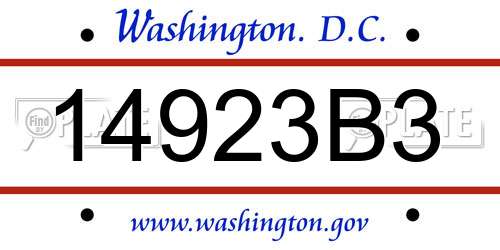14923B3 District Of Columbia License Plate