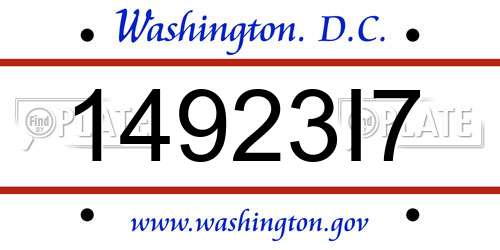 14923I7 District Of Columbia License Plate