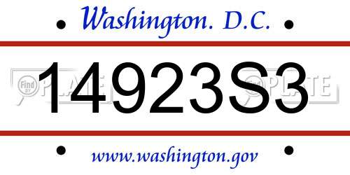 14923S3 District Of Columbia License Plate