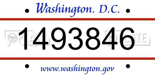 1493846 District Of Columbia License Plate