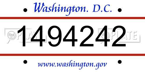 1494242 District Of Columbia License Plate