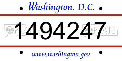 1494247 District Of Columbia License Plate