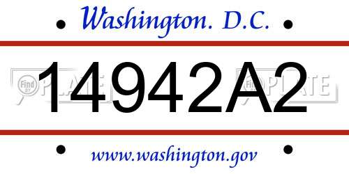 14942A2 District Of Columbia License Plate