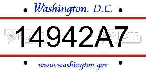14942A7 District Of Columbia License Plate