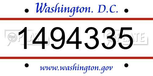 1494335 District Of Columbia License Plate