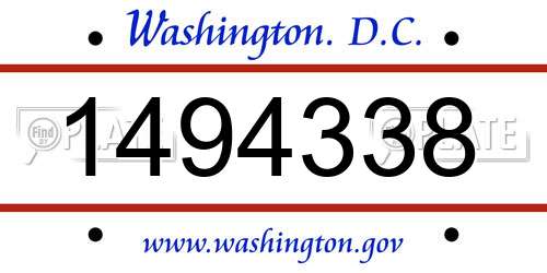 1494338 District Of Columbia License Plate