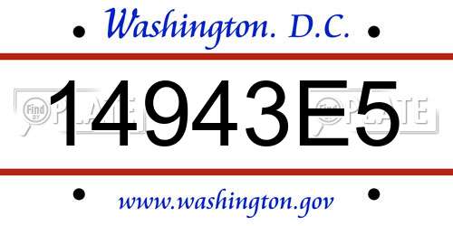 14943E5 District Of Columbia License Plate