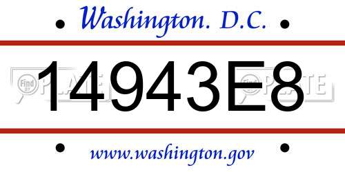 14943E8 District Of Columbia License Plate