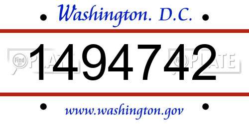 1494742 District Of Columbia License Plate