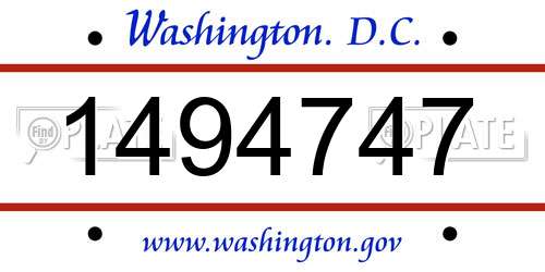 1494747 District Of Columbia License Plate
