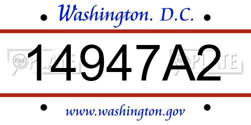 14947A2 District Of Columbia License Plate