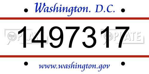 1497317 District Of Columbia License Plate