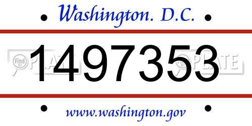 1497353 District Of Columbia License Plate