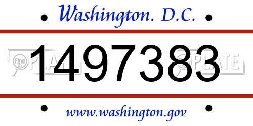 1497383 District Of Columbia License Plate