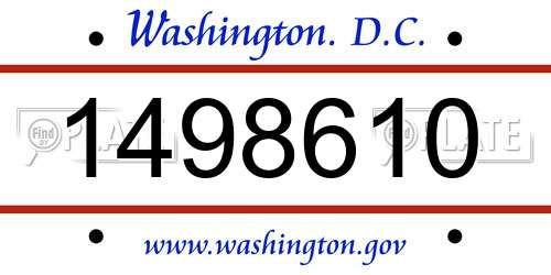 1498610 District Of Columbia License Plate