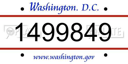 1499849 District Of Columbia License Plate