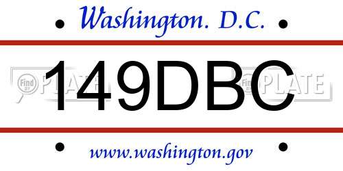 149DBC District Of Columbia License Plate