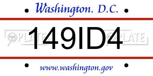 149ID4 District Of Columbia License Plate