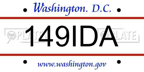 149IDA District Of Columbia License Plate