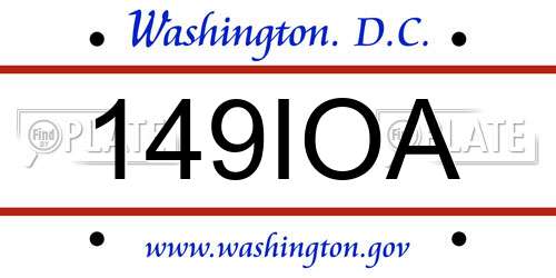 149IOA District Of Columbia License Plate