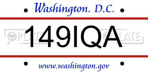 149IQA District Of Columbia License Plate