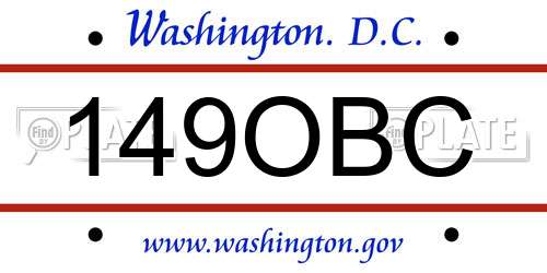 149OBC District Of Columbia License Plate