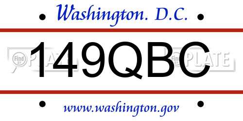 149QBC District Of Columbia License Plate