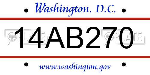 14AB270 District Of Columbia License Plate
