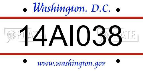 14AI038 District Of Columbia License Plate