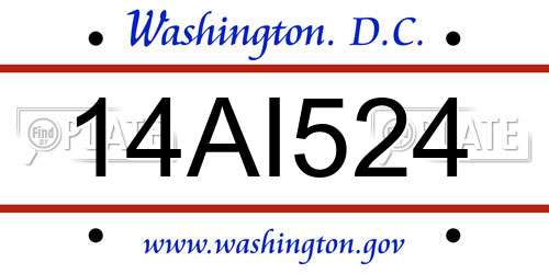 14AI524 District Of Columbia License Plate