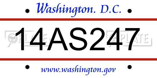 14AS247 District Of Columbia License Plate