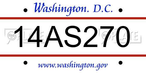 14AS270 District Of Columbia License Plate