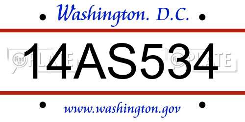 14AS534 District Of Columbia License Plate