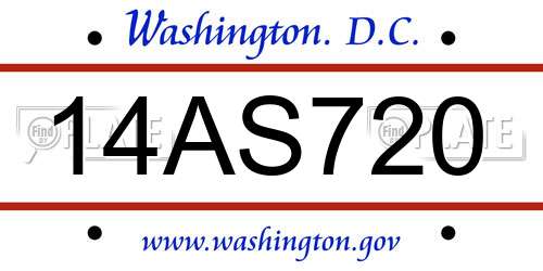 14AS720 District Of Columbia License Plate