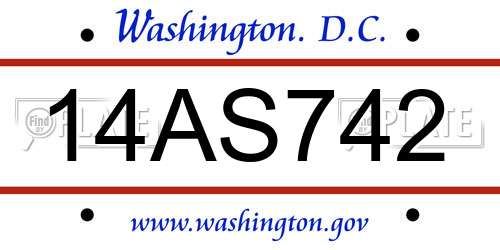 14AS742 District Of Columbia License Plate