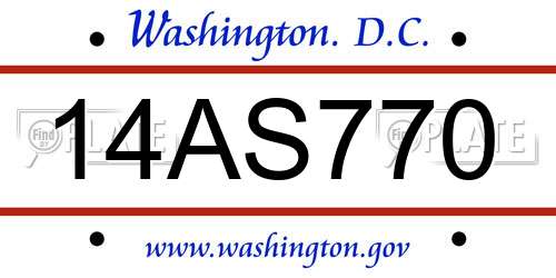 14AS770 District Of Columbia License Plate