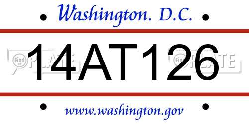 14AT126 District Of Columbia License Plate