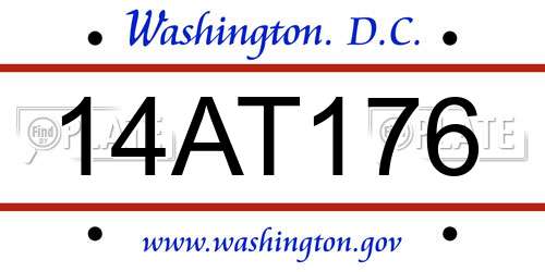 14AT176 District Of Columbia License Plate