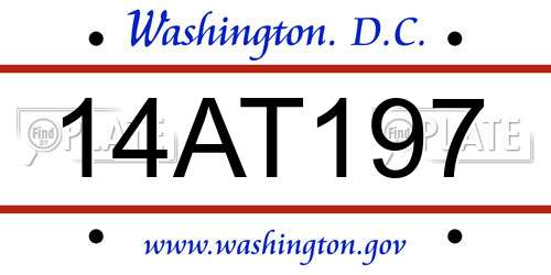 14AT197 District Of Columbia License Plate