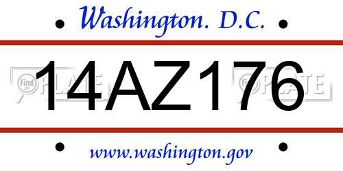 14AZ176 District Of Columbia License Plate