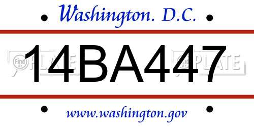 14BA447 District Of Columbia License Plate