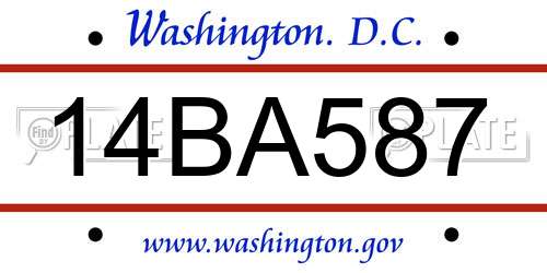 14BA587 District Of Columbia License Plate