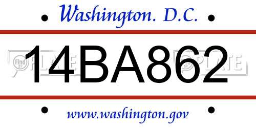 14BA862 District Of Columbia License Plate