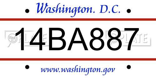 14BA887 District Of Columbia License Plate