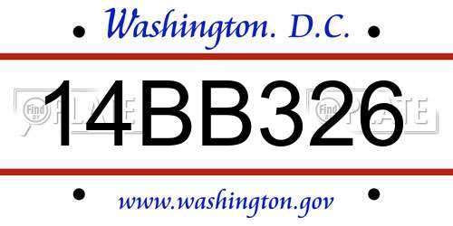 14BB326 District Of Columbia License Plate