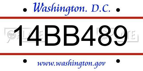 14BB489 District Of Columbia License Plate