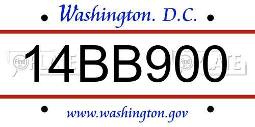 14BB900 District Of Columbia License Plate