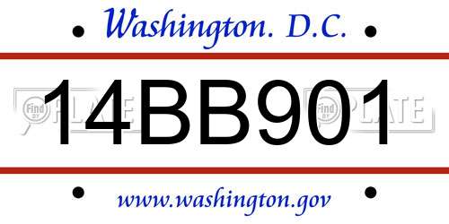 14BB901 District Of Columbia License Plate